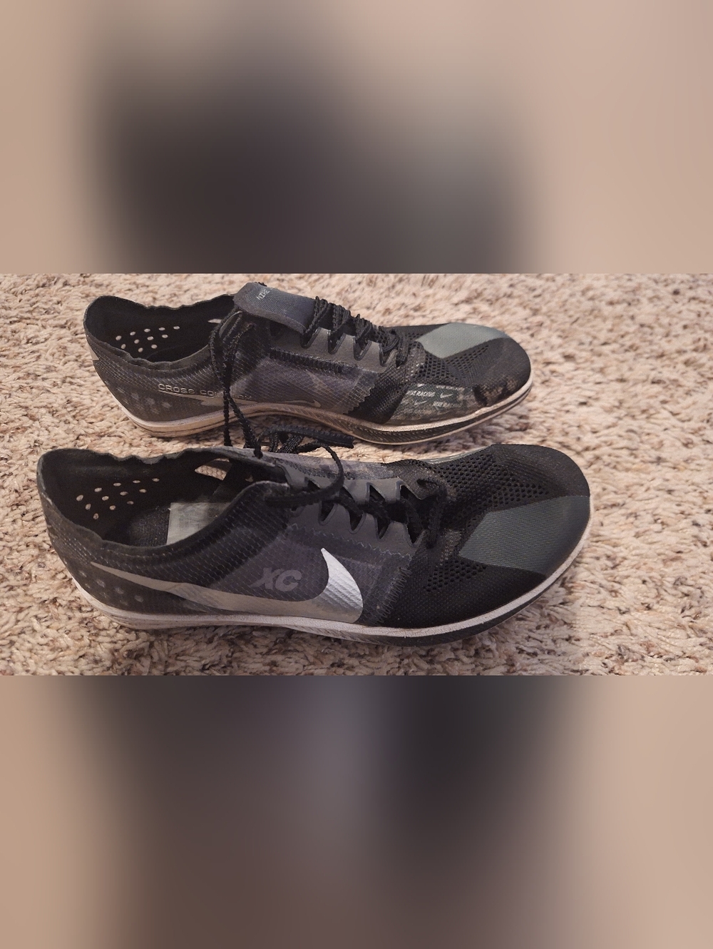 Nike Men's Black and Gray XC Racing Spikes Sz 6.5